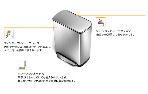 レクタンギュラーステップカン 主な特徴・機能